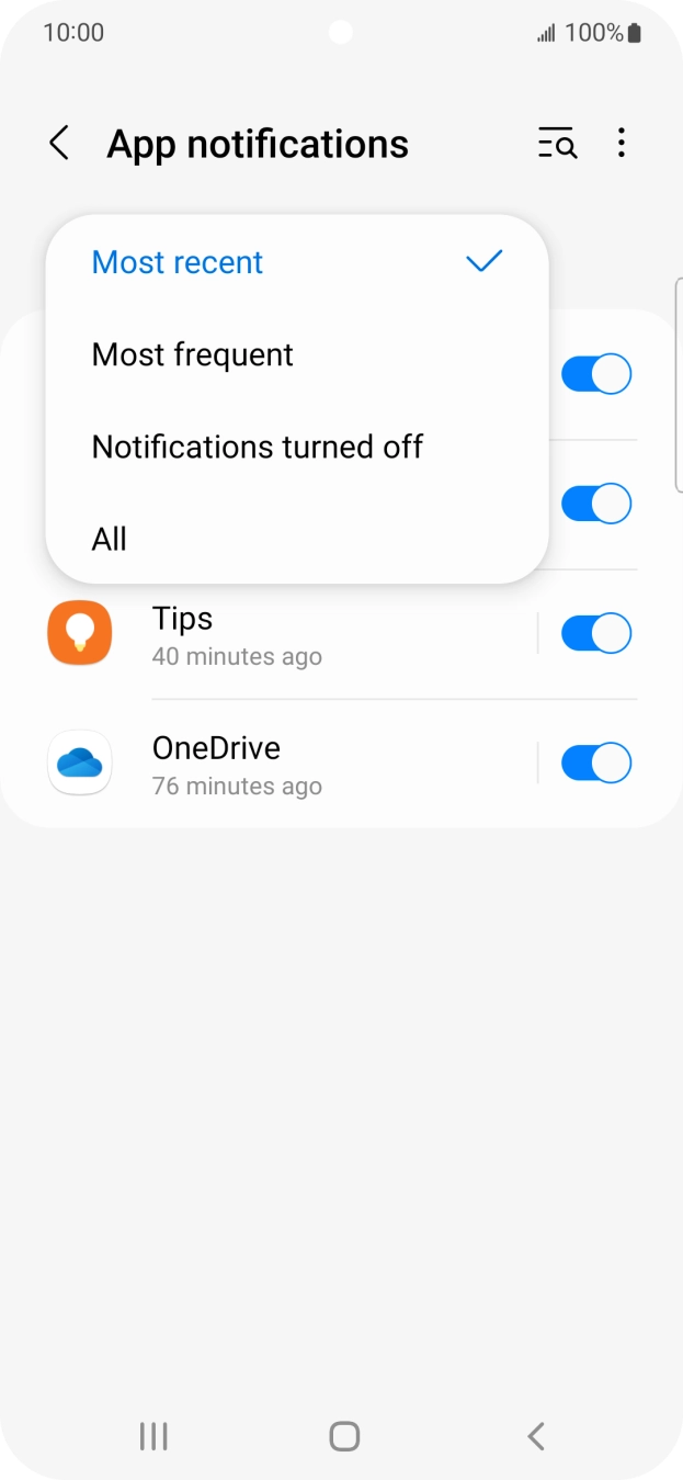 Press the required setting. Press the required setting.