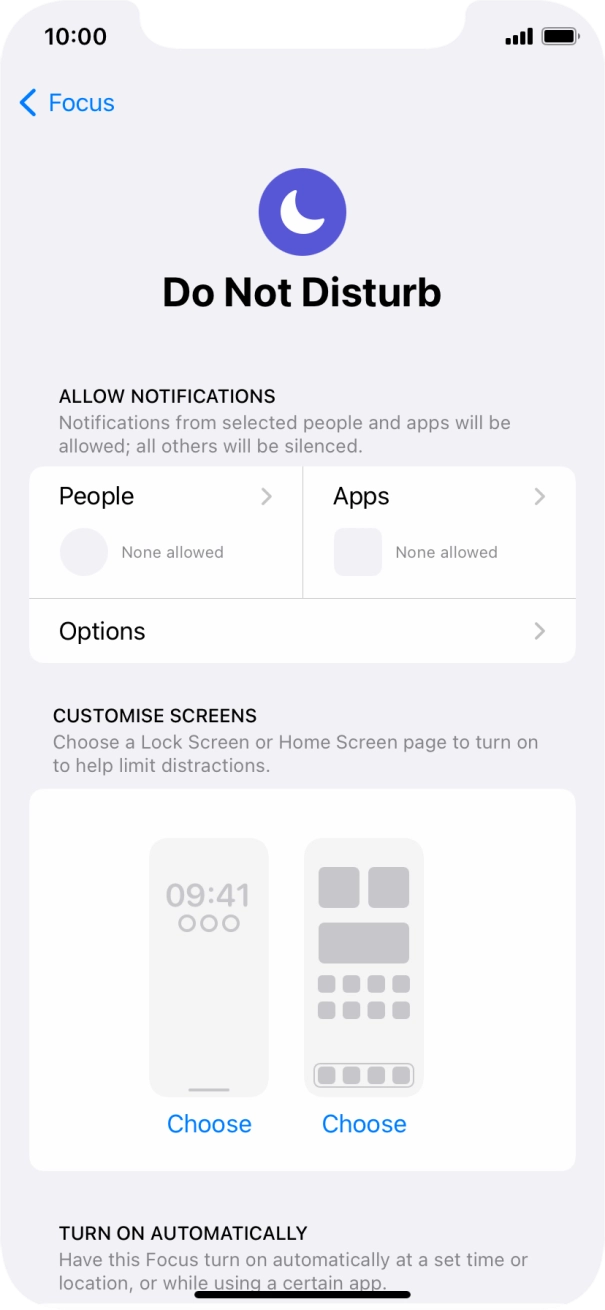 Press People and follow the instructions on the screen to select which contacts you would like to receive calls and notifications from when Do Not Disturb is turned on.