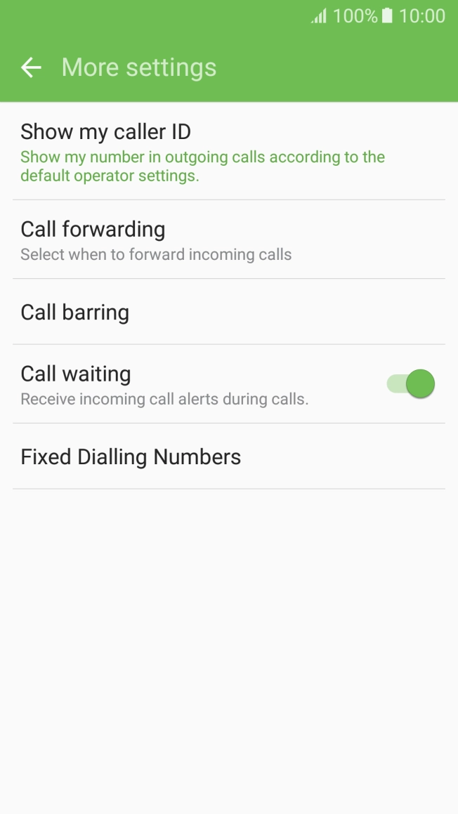 Press the indicator next to 'Call waiting' to turn the function on or off.