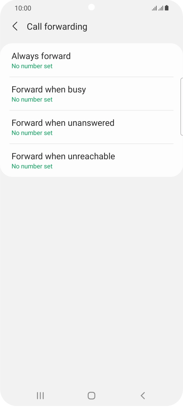 Press the required divert type. Press the required divert type.