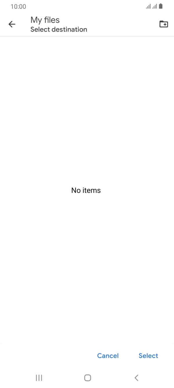To create a new folder, press the new folder icon and follow the instructions on the screen to create a new folder.