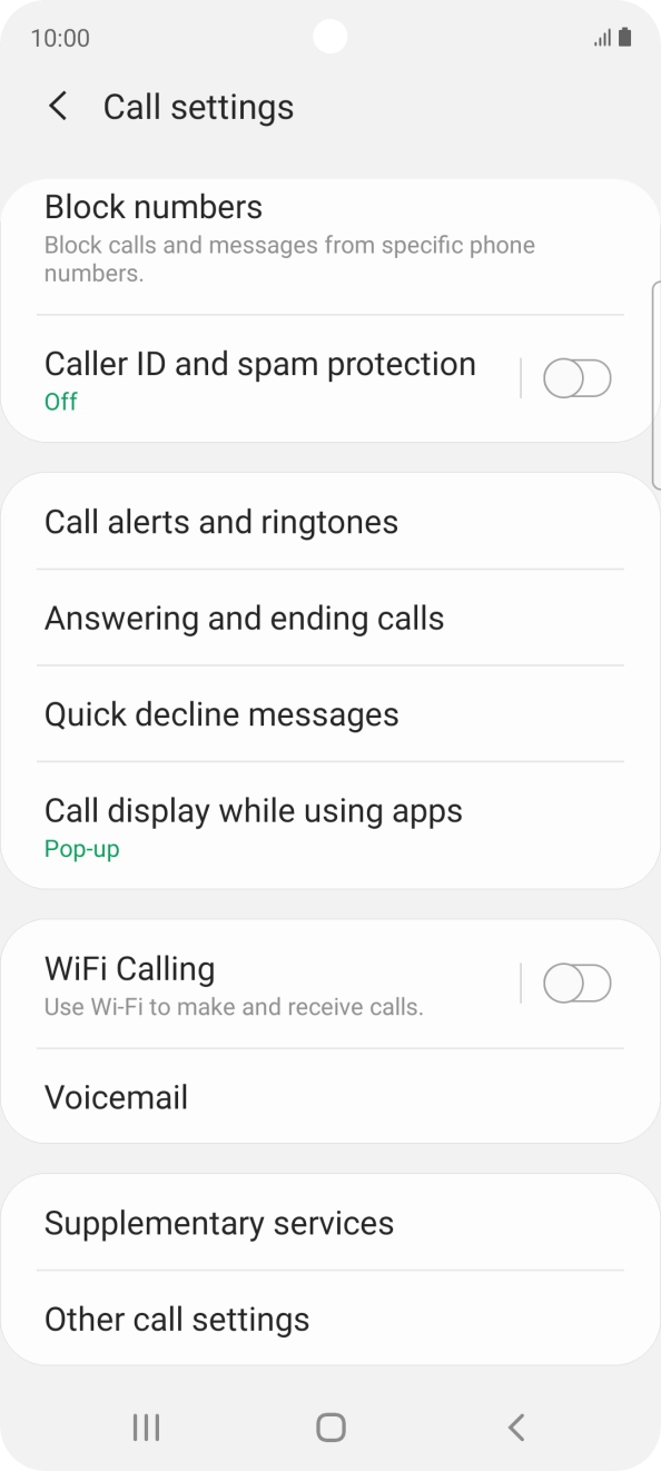 Press the indicator next to 'WiFi Calling' to turn the function on or off.