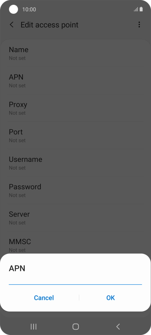 Key in wap.o2.co.uk and press OK.