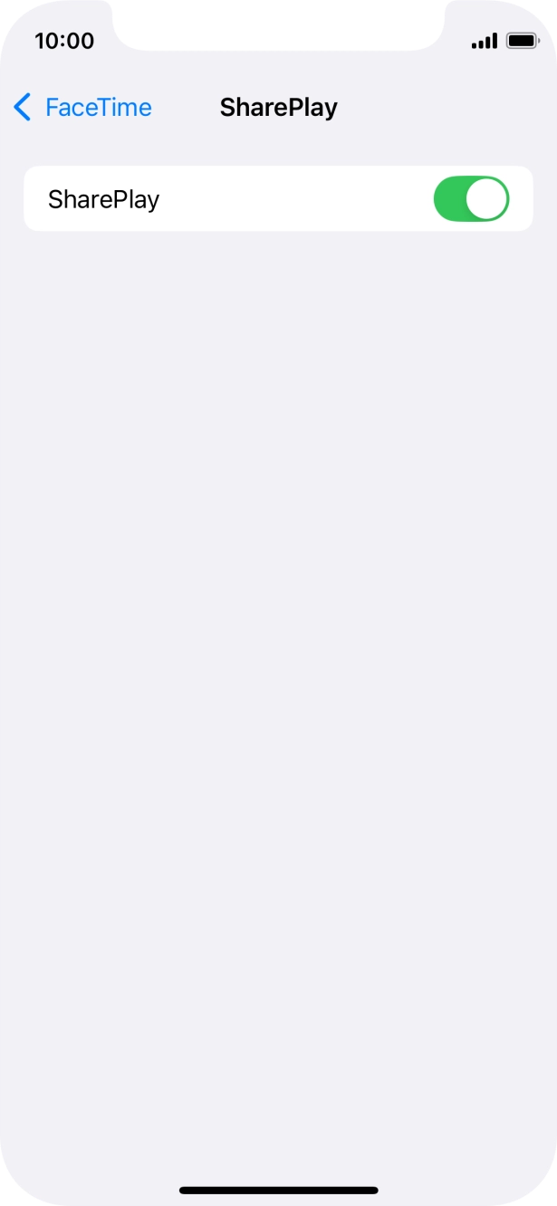 Press the indicator next to 'SharePlay' to turn the function on or off.