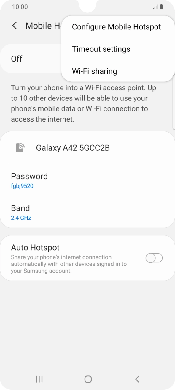Press Configure Mobile Hotspot. Press Configure Mobile Hotspot.