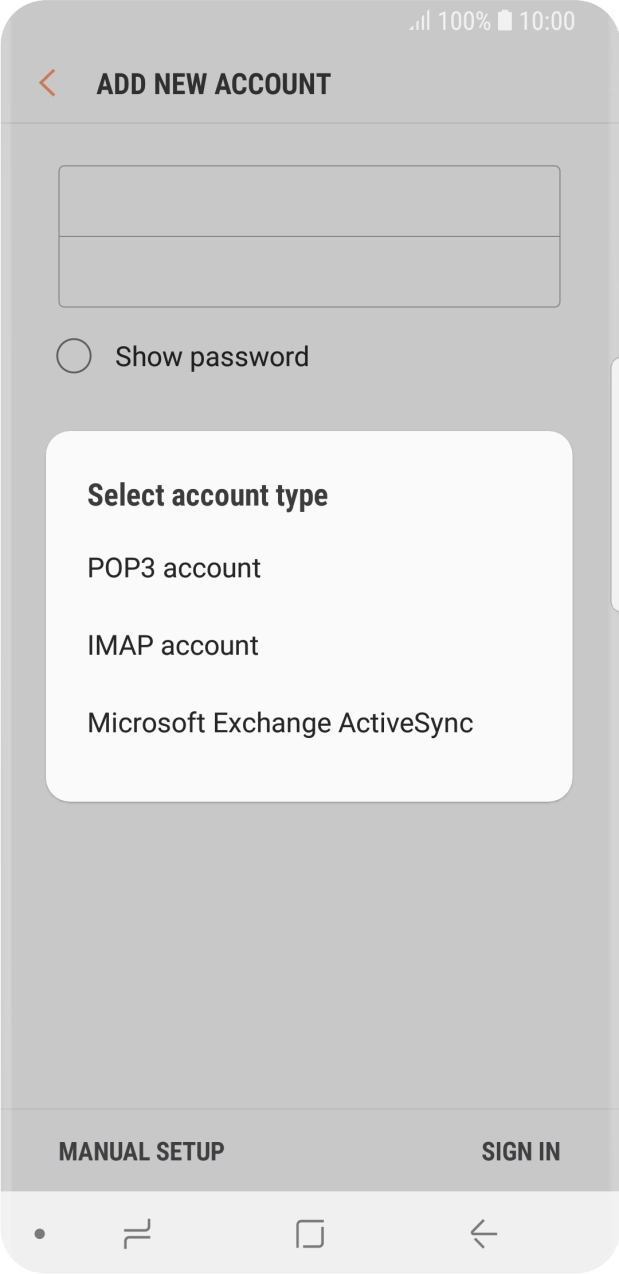 Press IMAP account. Press IMAP account.