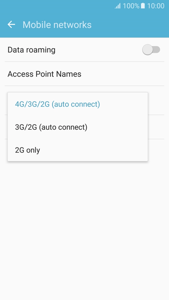 Press the required network mode.