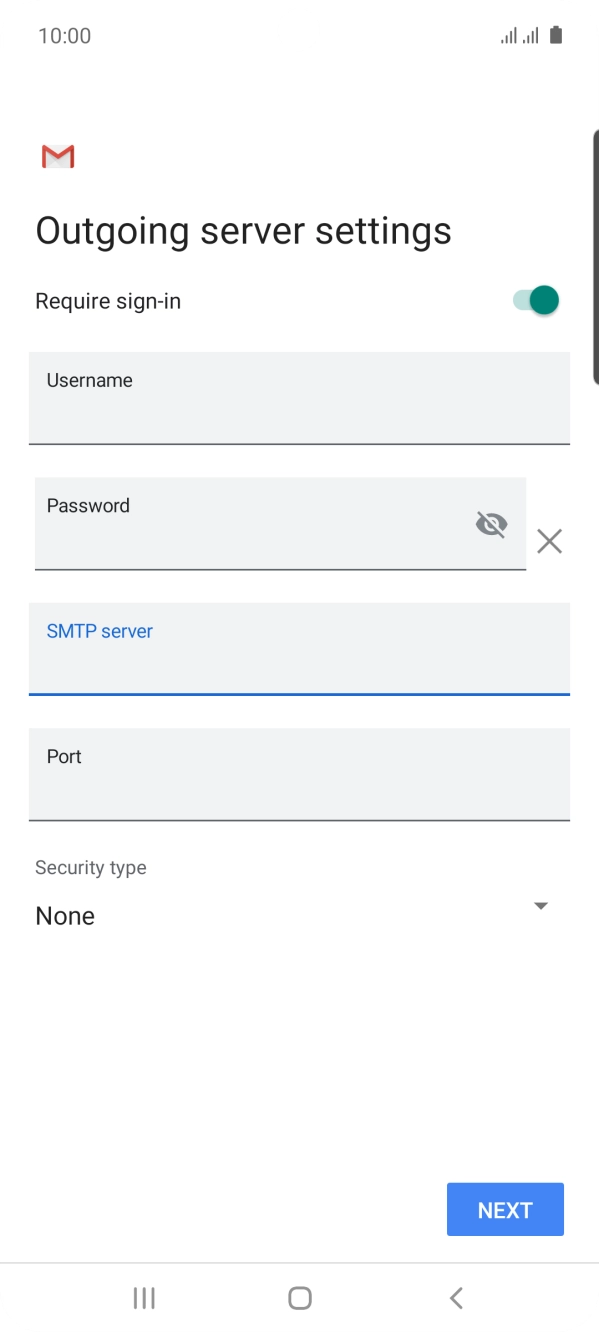 Press the field below 'Port' and key in 25.