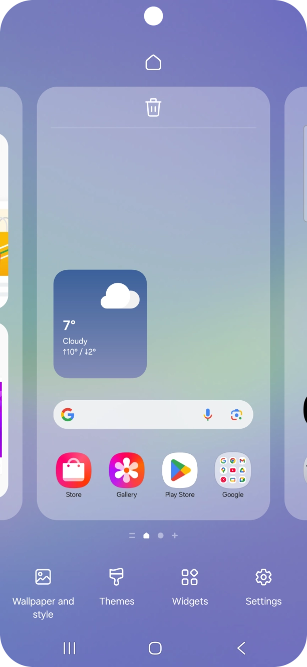 Press the required setting and follow the instructions on the screen to personalise the appearance of the home screen.