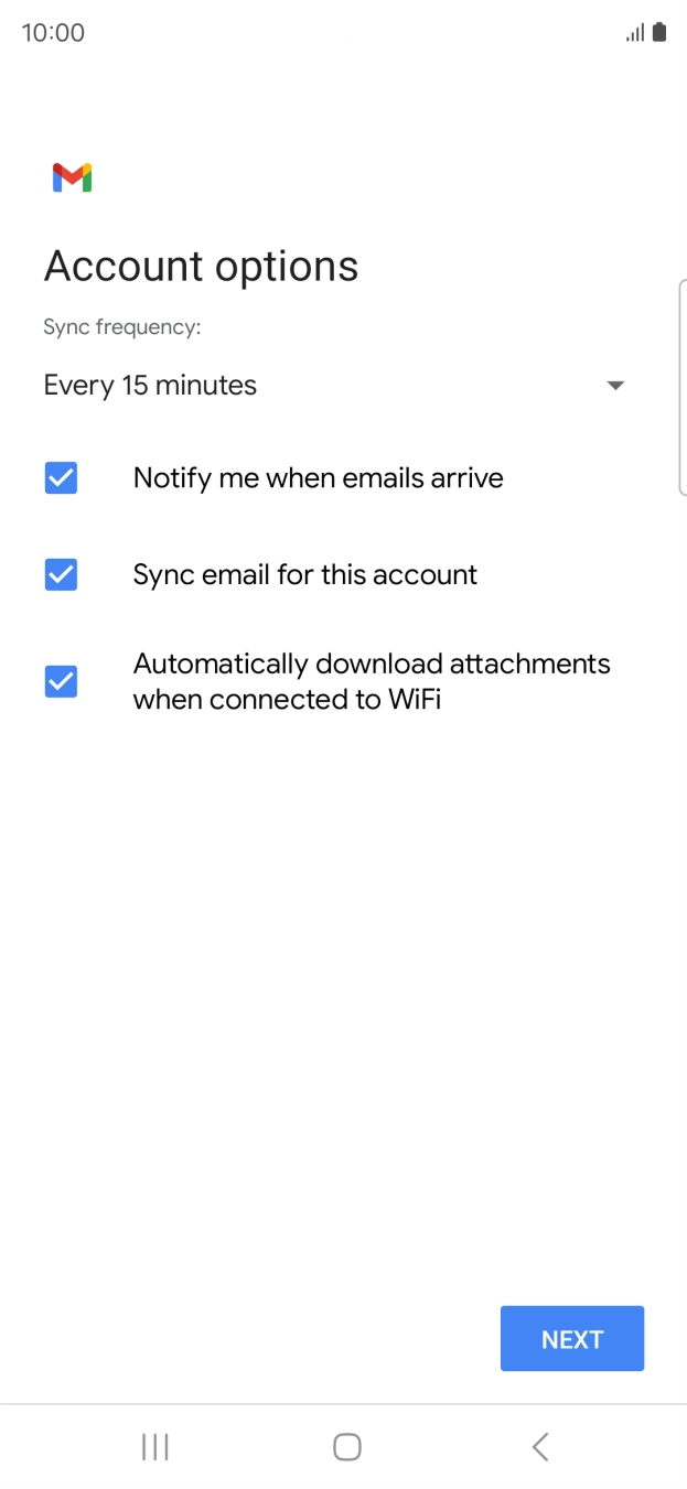 If this screen is displayed, you email account has been recognised and set up automatically. Follow the instructions on the screen to key in more information and finish setting up your phone. If this screen is displayed, you email account has been recognised and set up automatically. Follow the instructions on the screen to key in more information and finish setting up your phone.
