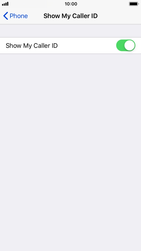 Press the indicator next to 'Show My Caller ID' to turn the function on or off.