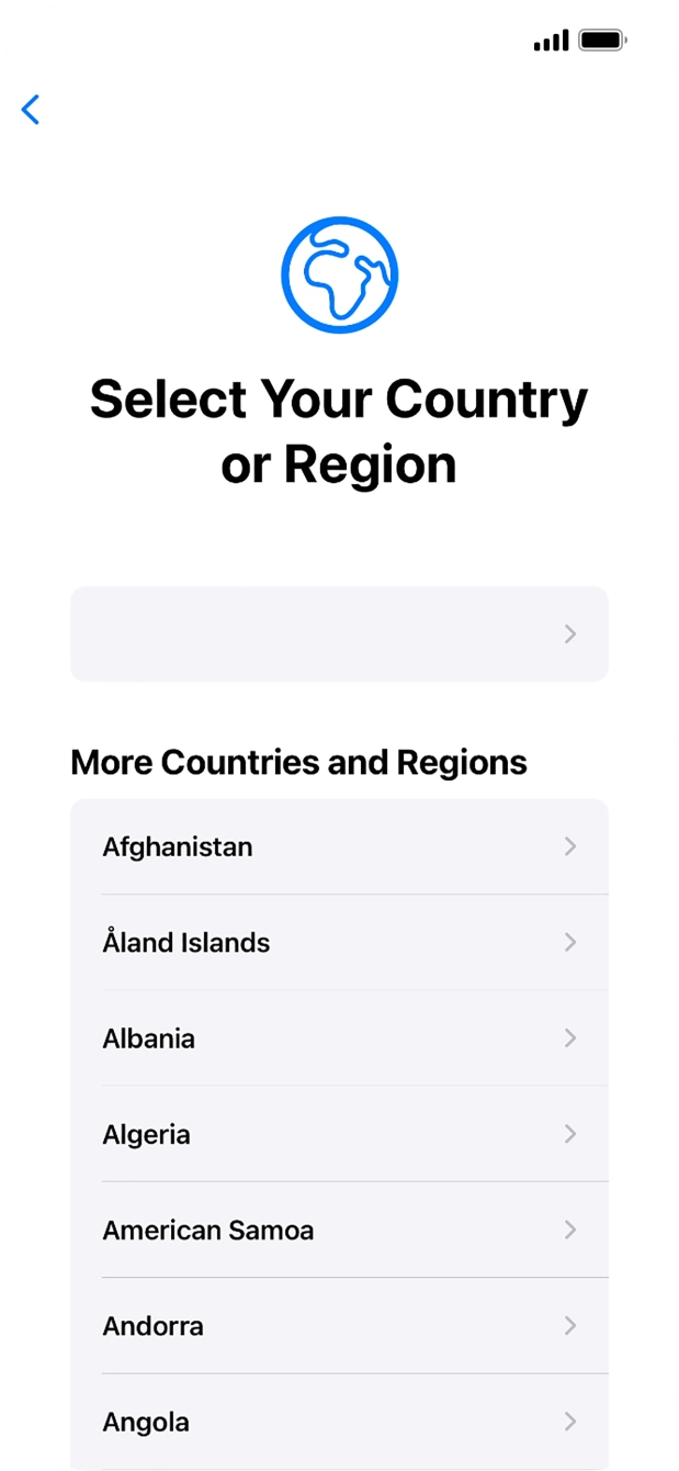 Press the required country or area.