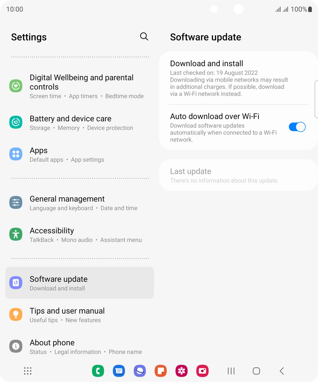 Press Download and install. If a new software version is available, it's displayed. Follow the instructions on the screen to update the phone software.
