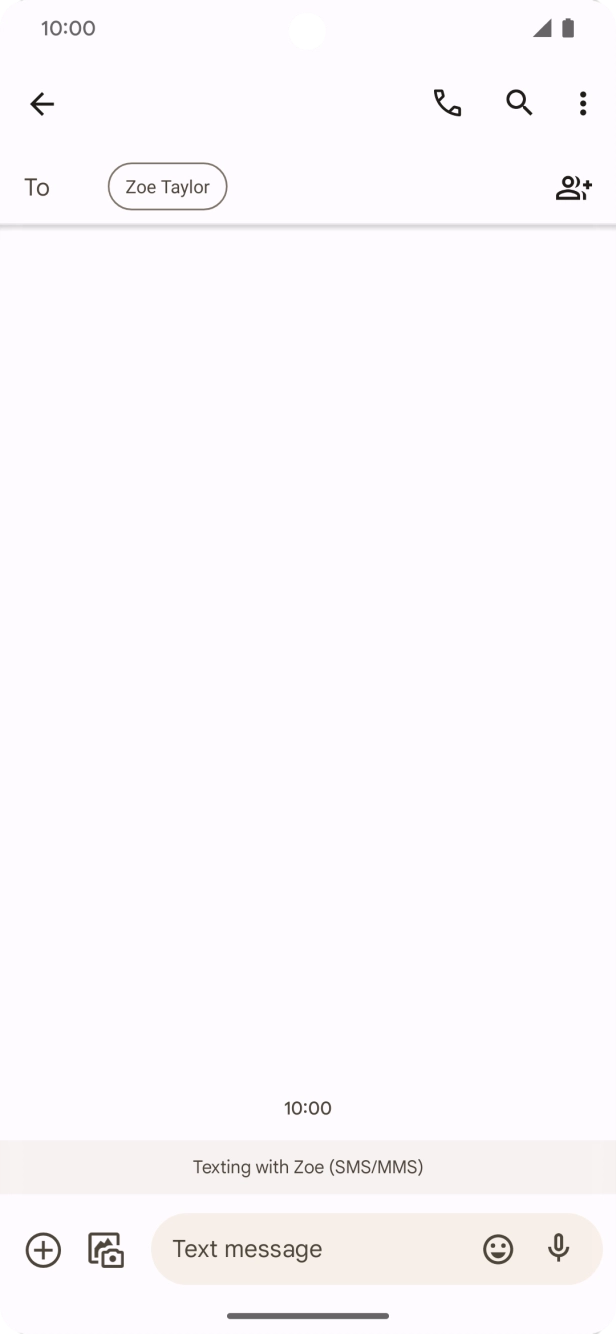 Press the text input field and write the text for your text message.