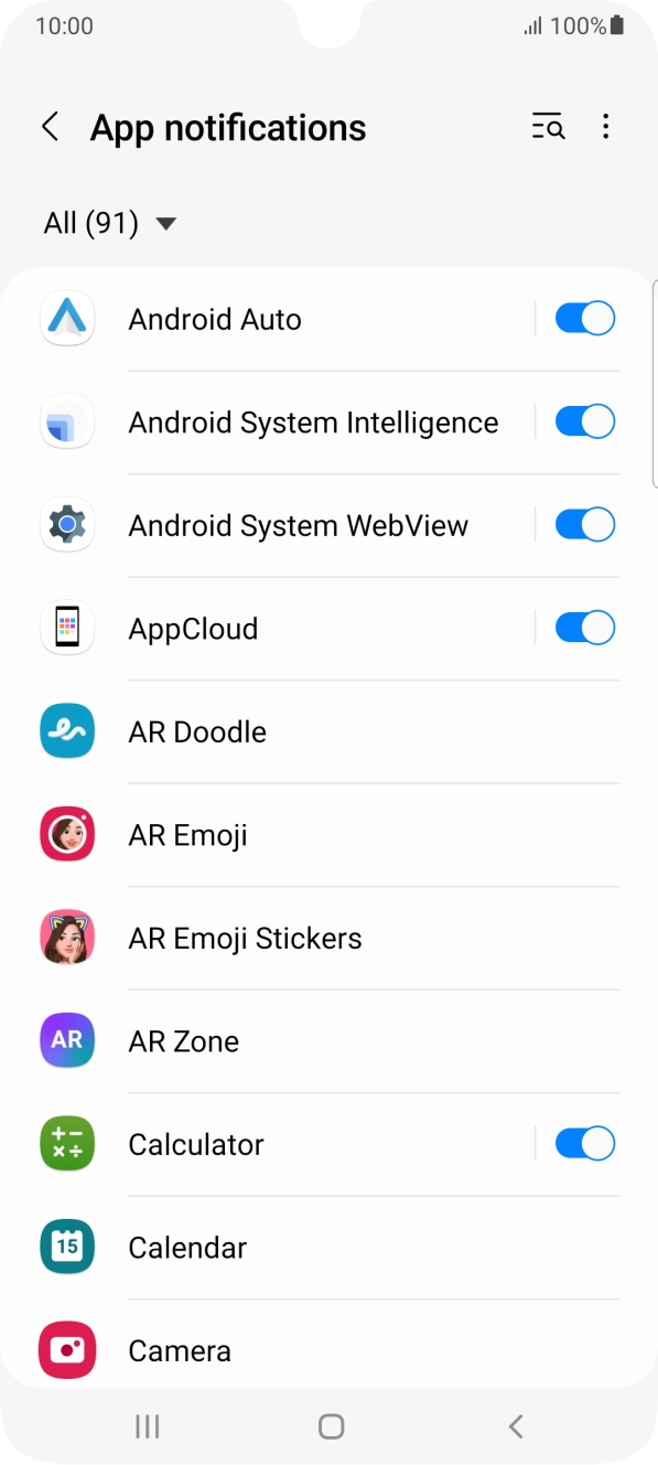 Press the indicators next to the required apps to turn the function on or off. Press the indicators next to the required apps to turn the function on or off.