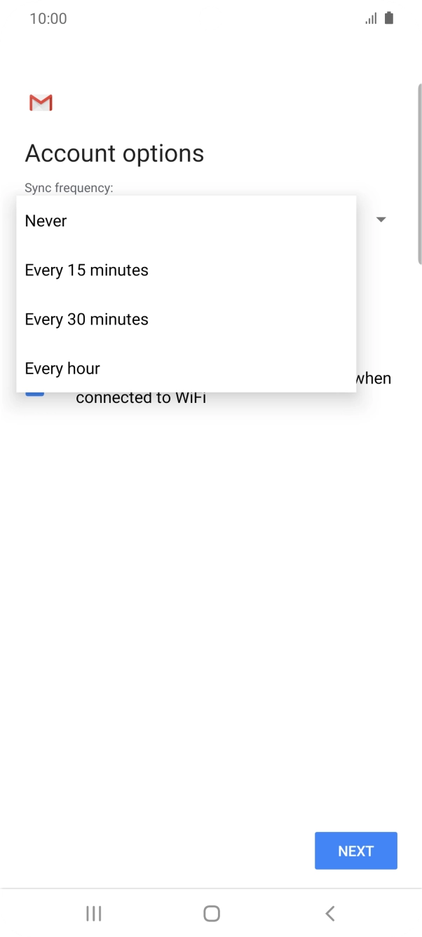 Press the required setting.