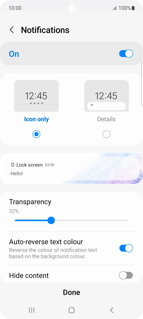 Press the required settings to turn them on or off. Press the required settings to turn them on or off.