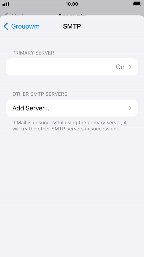 Press the field below 'PRIMARY SERVER'.