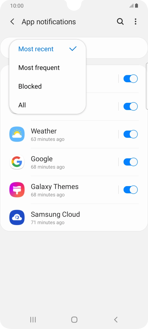Press the required setting.