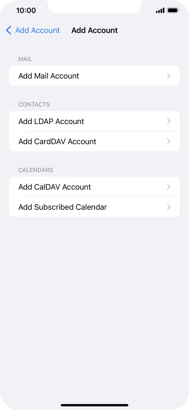 Press Add Mail Account. Press Add Mail Account.