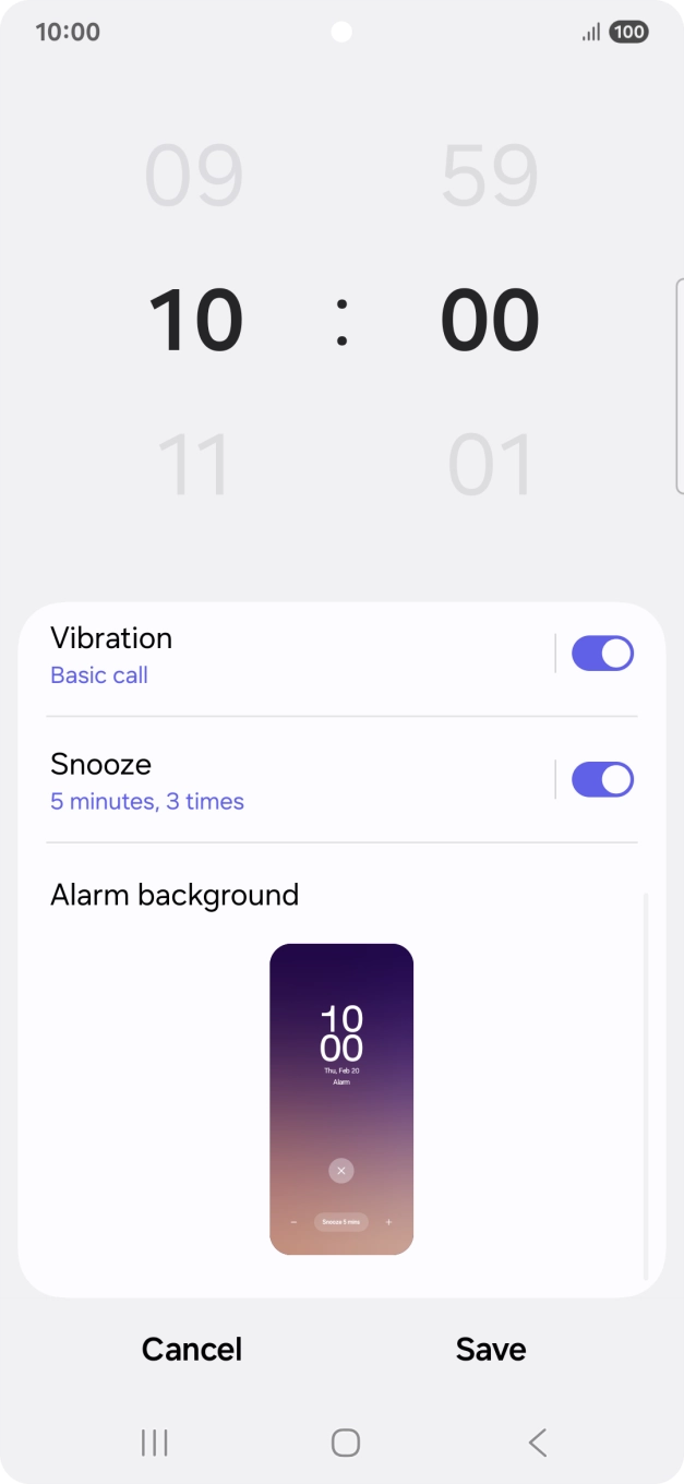 Press the indicator next to 'Snooze' to turn snooze on or off.