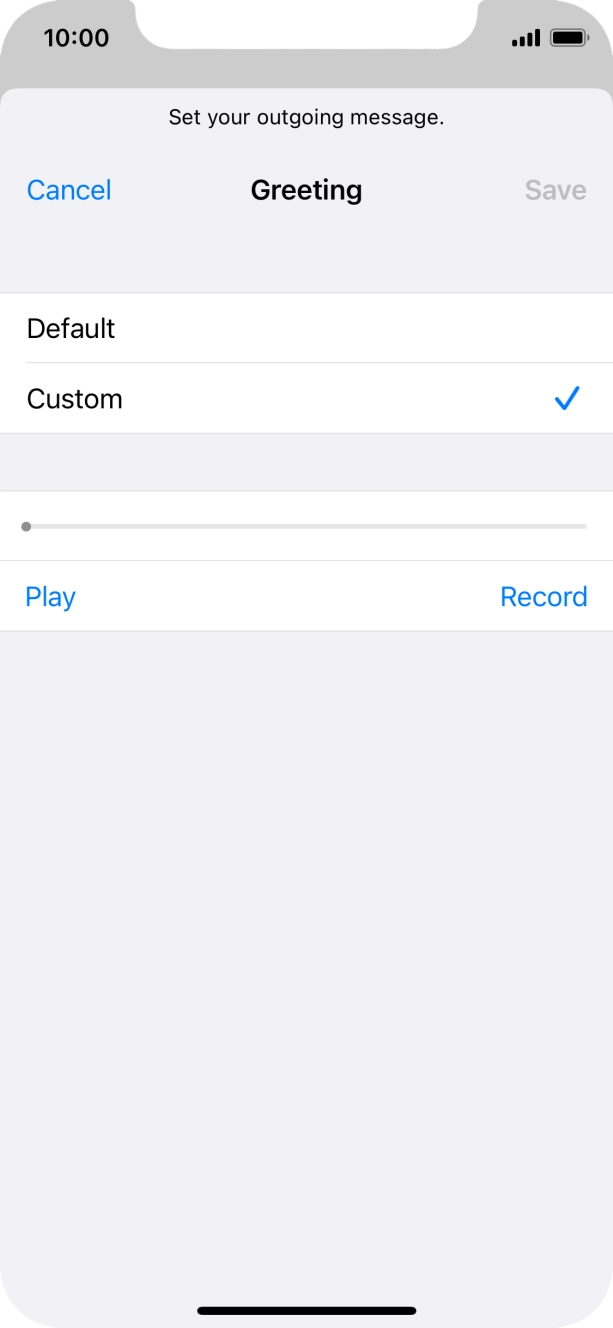 Press Record to start recording a personal greeting. Press Record to start recording a personal greeting.