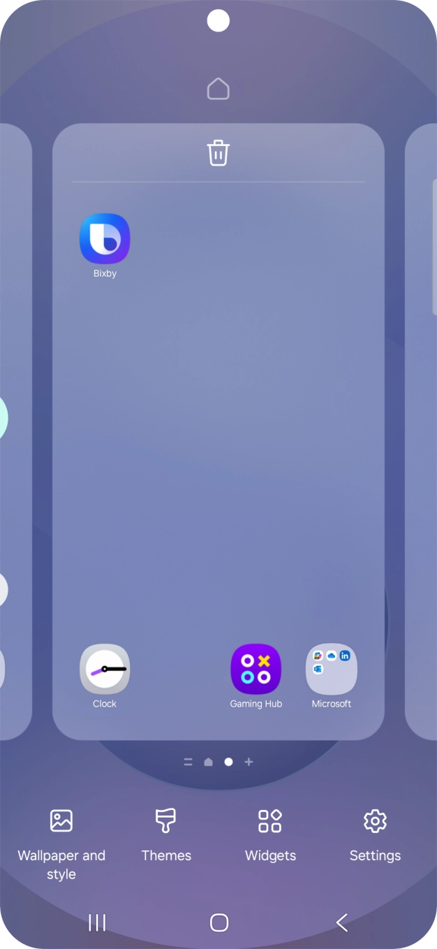 Press the remove icon to remove the home screen page.