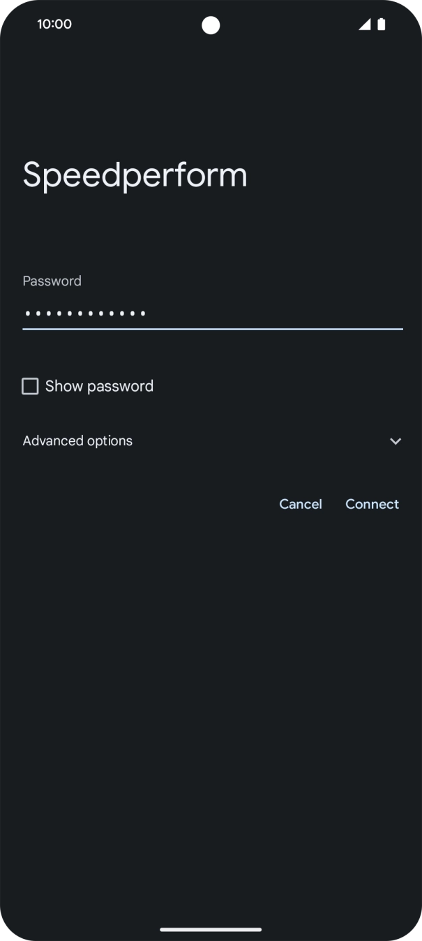 Key in the password for the WiFi network and press Connect.