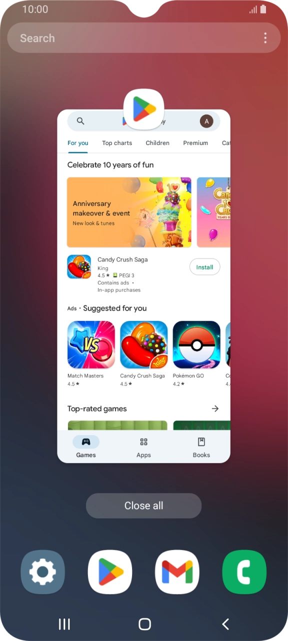 To end one running application, slide your finger upwards on the required application.