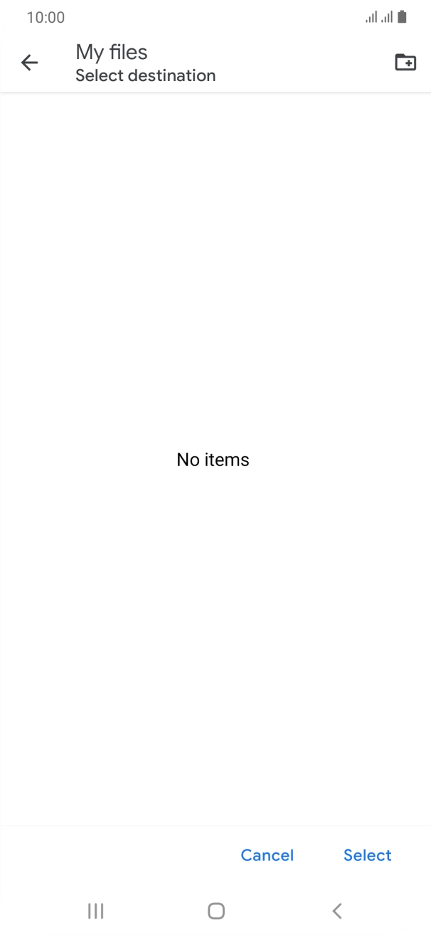 To create a new folder, press the new folder icon and follow the instructions on the screen to create a new folder.