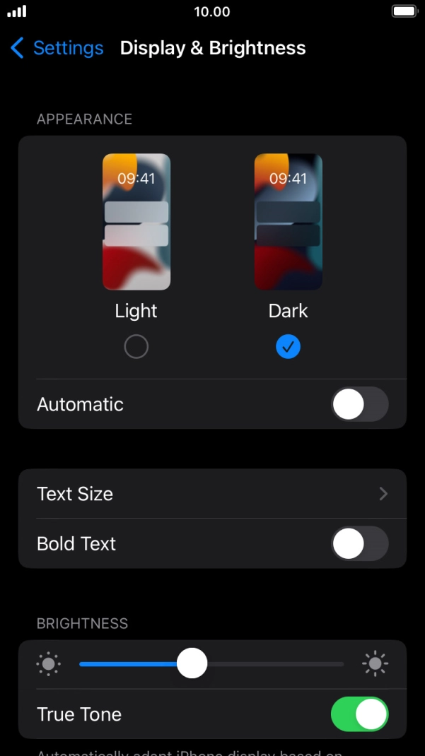 Press the indicator next to 'Automatic' to turn the function on or off.