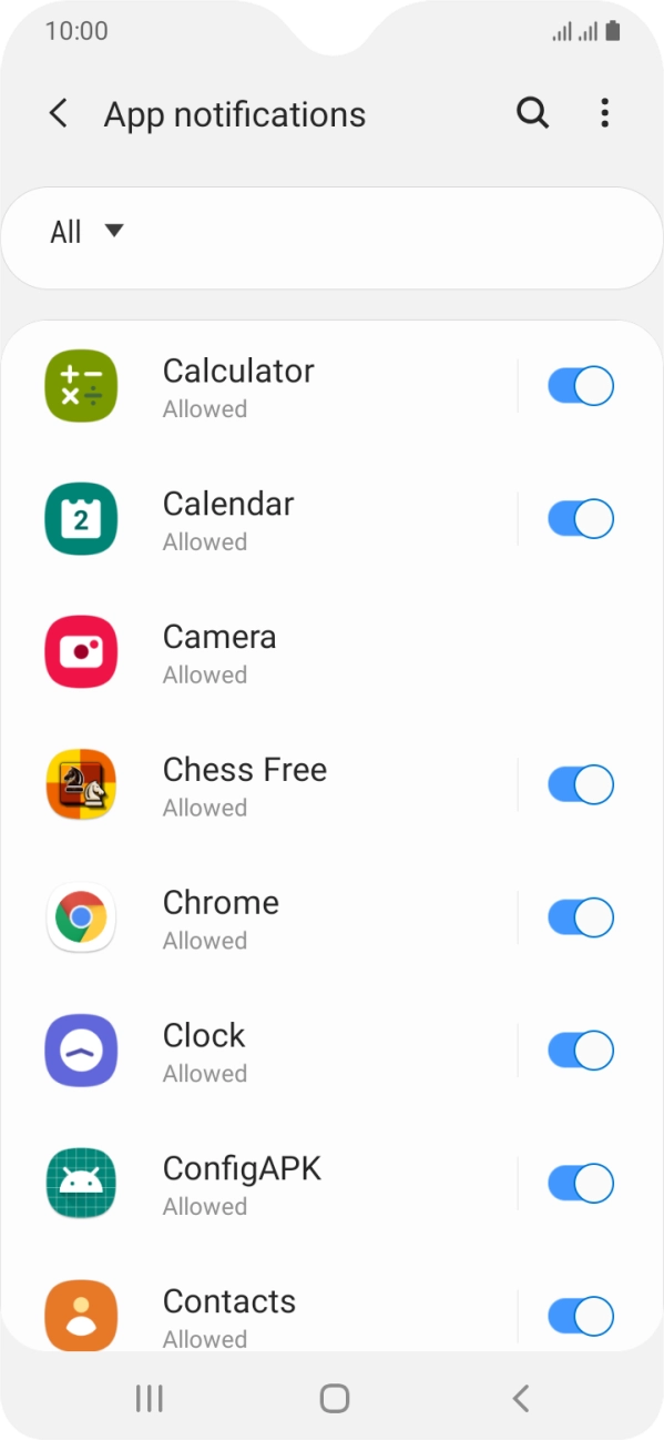 Press the indicator next to the required app to turn the function on or off. Press the indicator next to the required app to turn the function on or off.