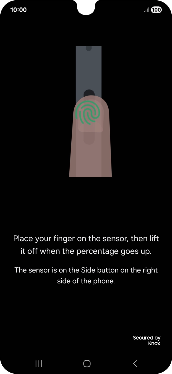 Follow the instructions on the screen to create the lock code using your fingerprint. Follow the instructions on the screen to create the lock code using your fingerprint.
