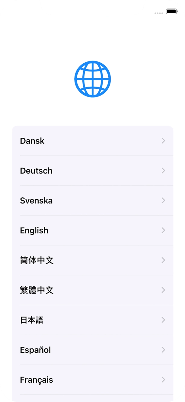 Press the required language.