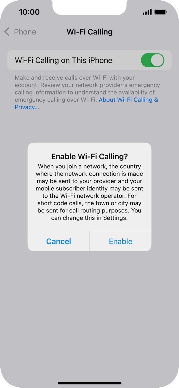 If you turn on the function, press Enable.