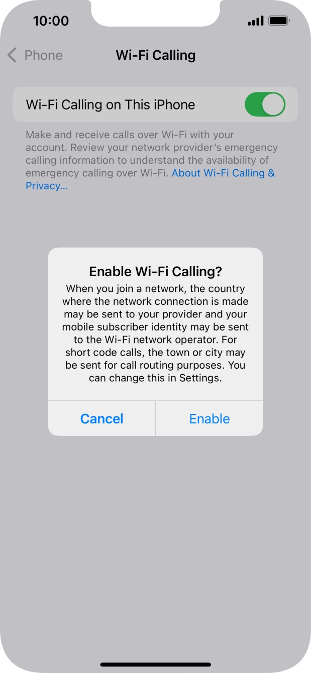 If you turn on the function, press Enable.