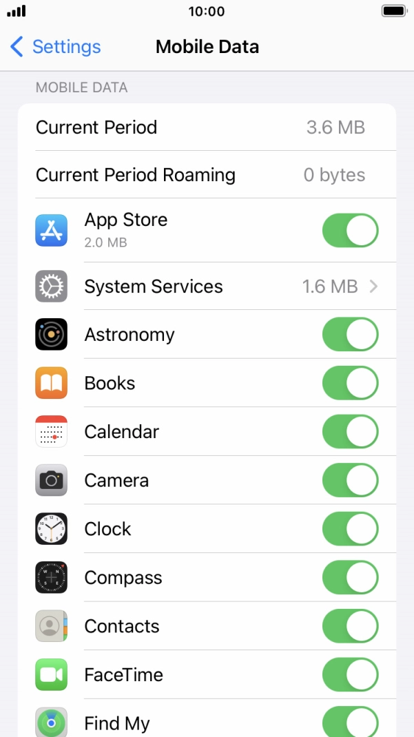 Press the indicators next to the required applications to turn the function on or off. Press the indicators next to the required applications to turn the function on or off.