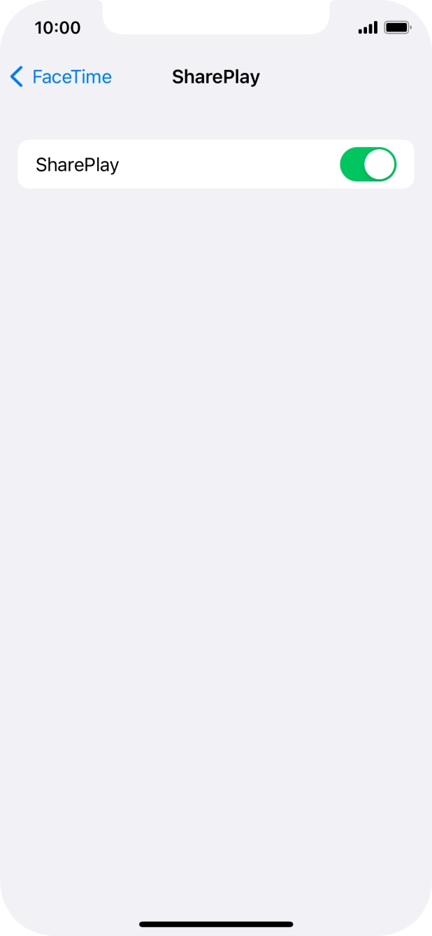Press the indicator next to 'SharePlay' to turn the function on or off. Press the indicator next to 'SharePlay' to turn the function on or off.