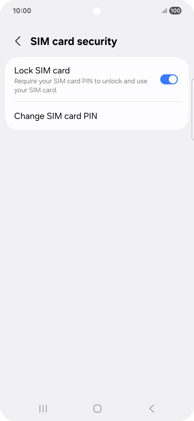 Press the indicator next to 'Lock SIM card' to turn the function on or off.