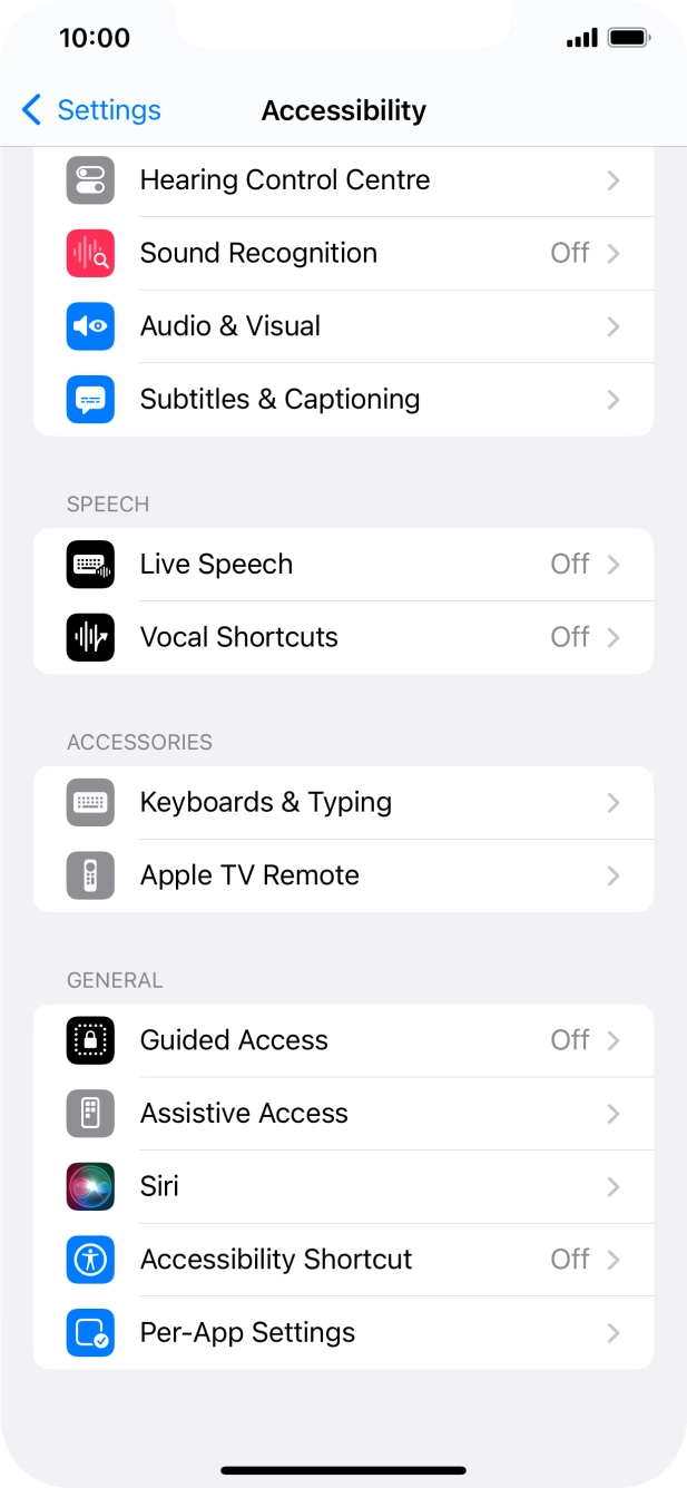Press the required category below 'ACCESSORIES' and follow the instructions on the screen to select the required settings.