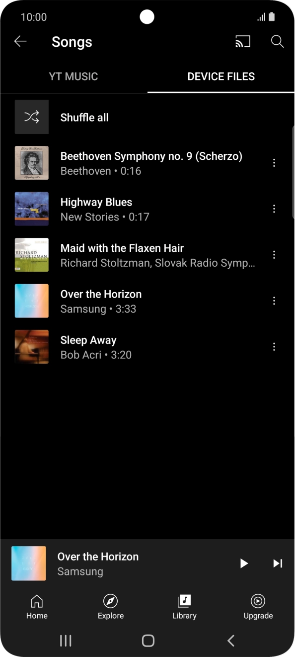 Press the required audio file.
