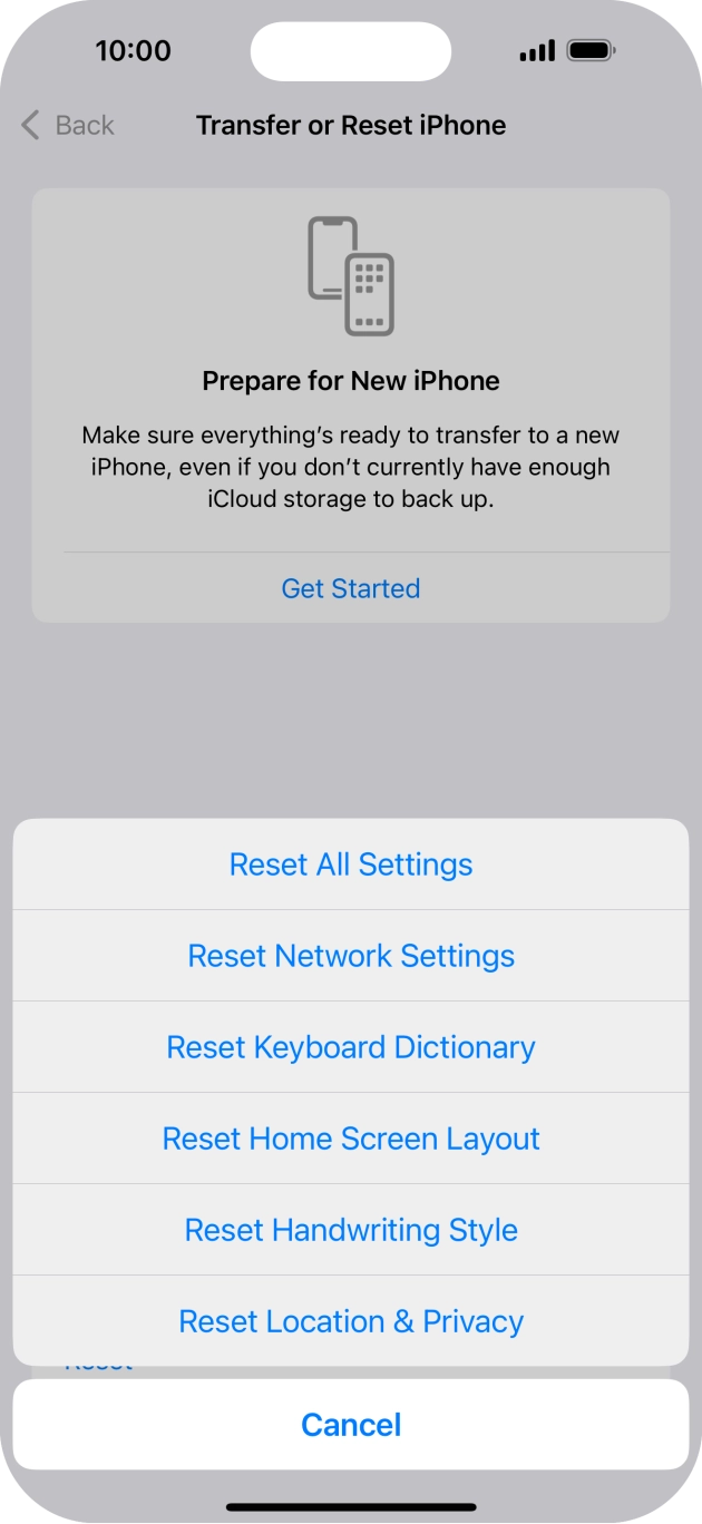 Press Reset Network Settings.