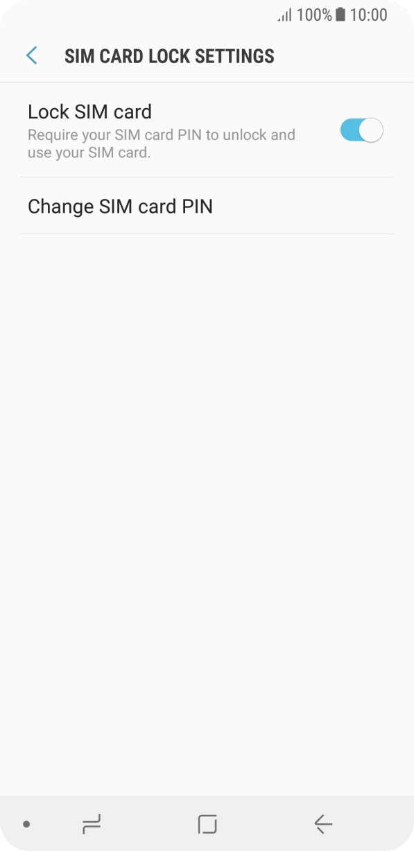 Press the indicator next to 'Lock SIM card' to turn the function on or off.