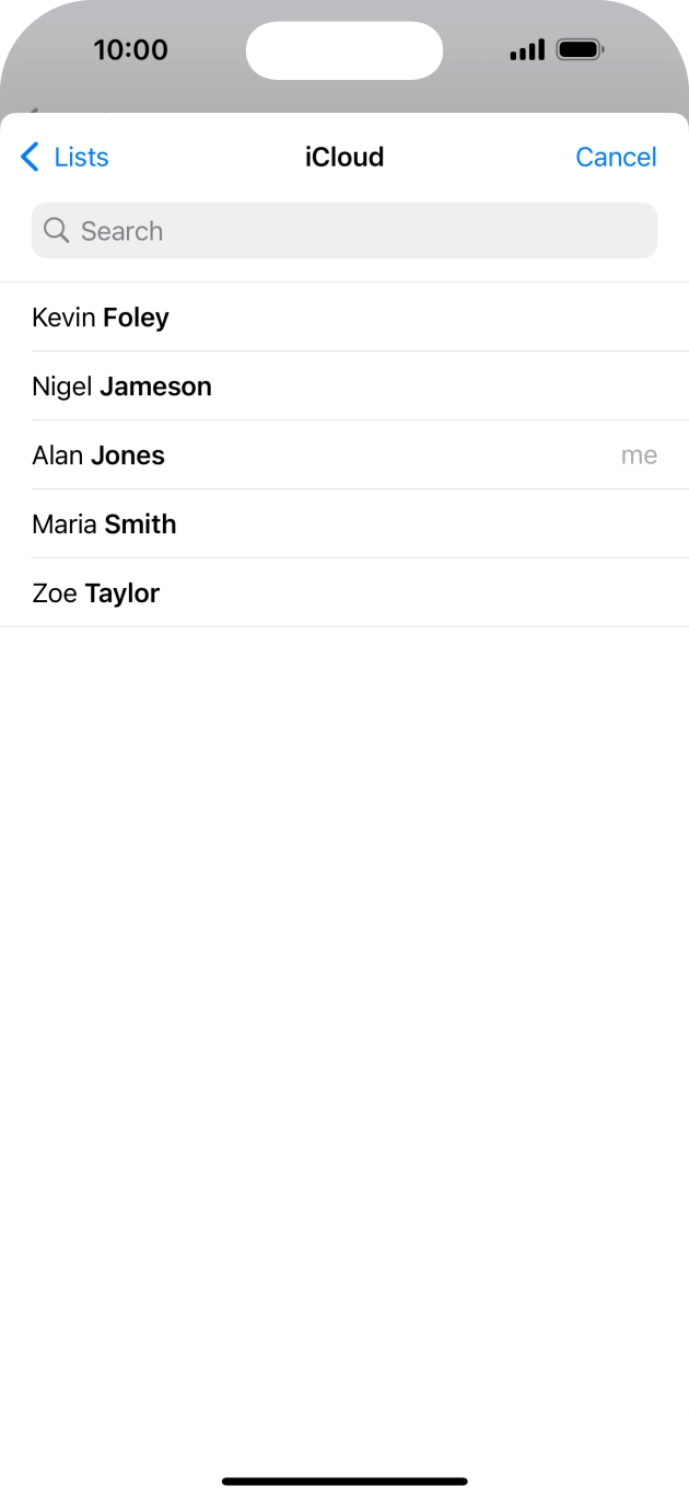 Press the required contact.