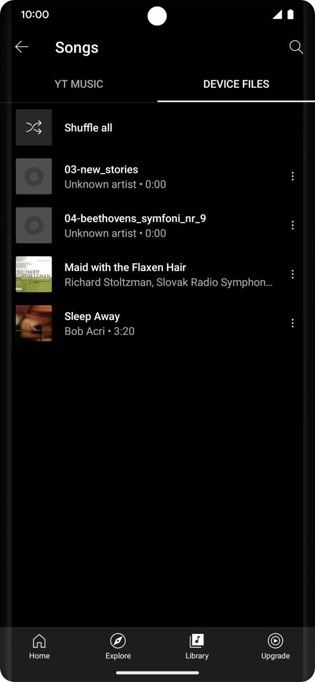 Press the required audio file. Press the required audio file.