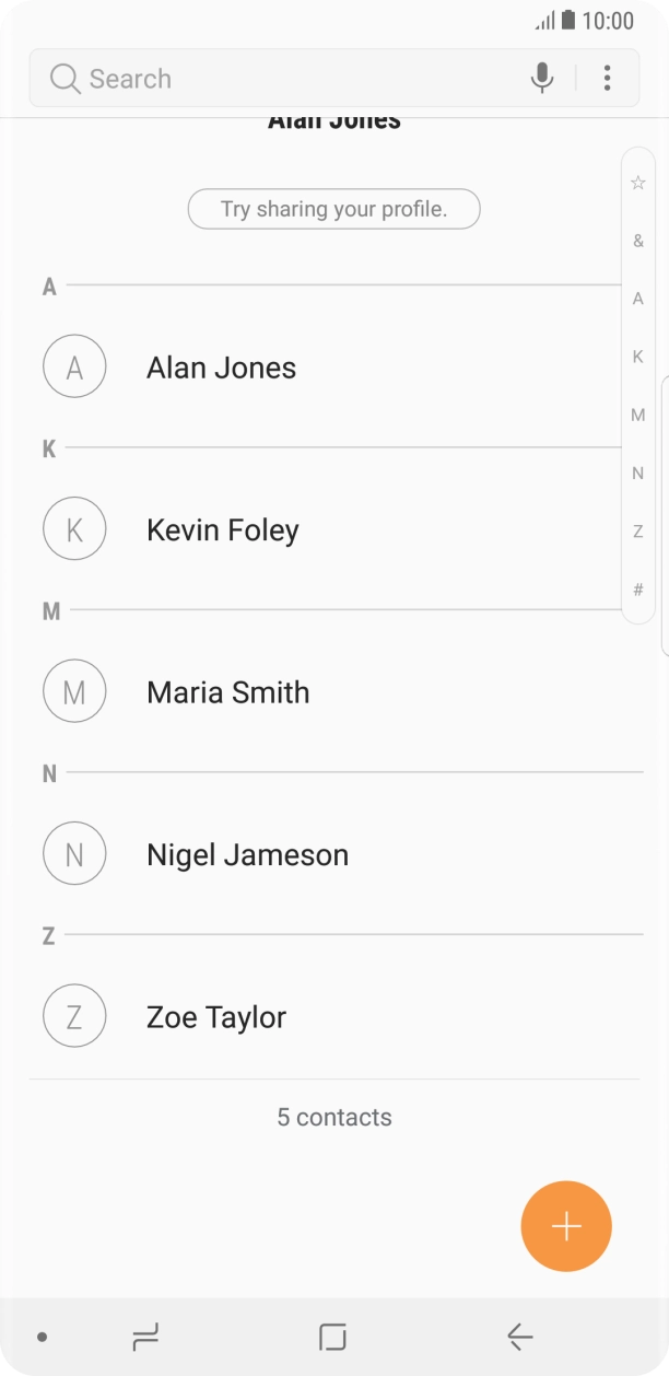 Press the required contact.