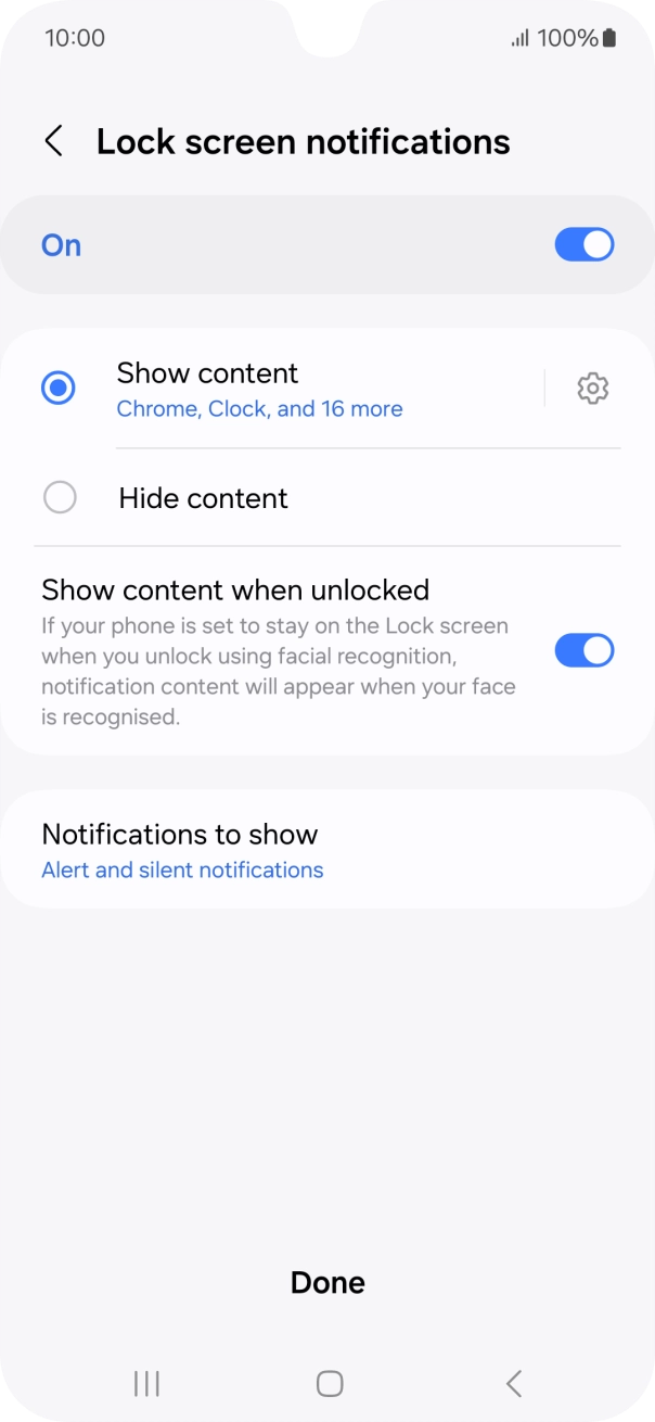 Press the required settings to turn them on or off.