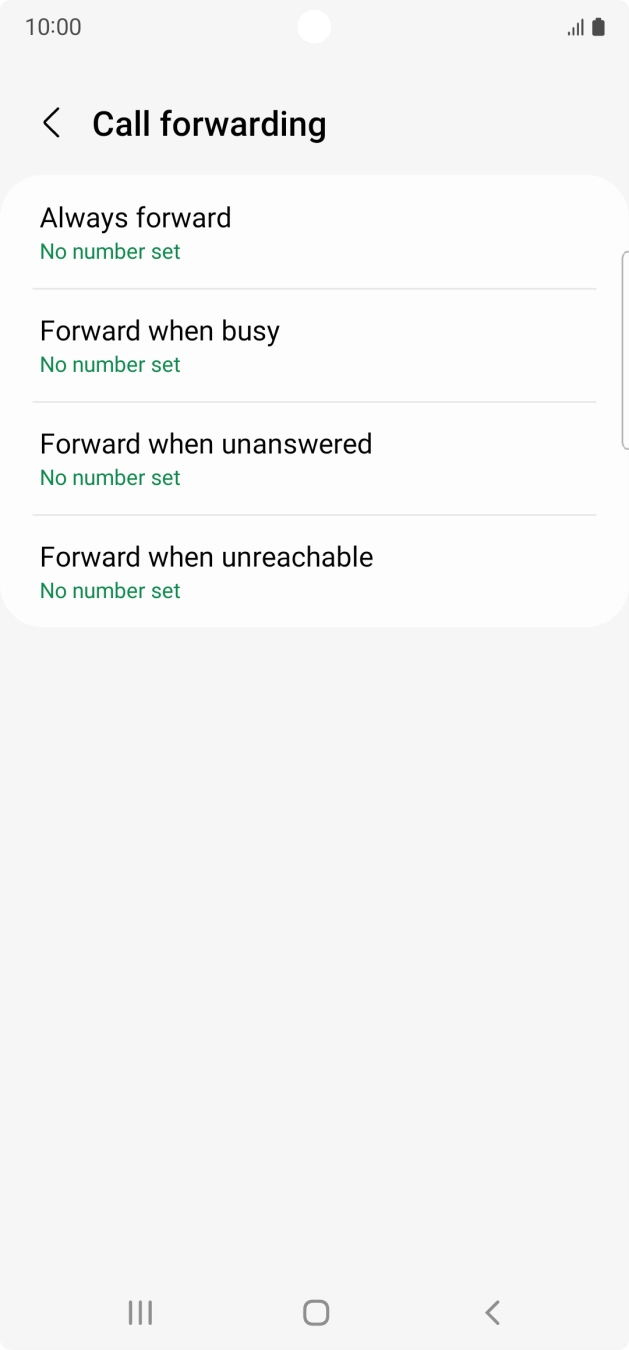 Press the required divert type. Press the required divert type.
