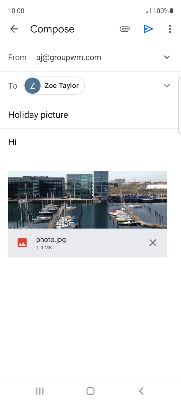 Press the send icon when you've finished your email.