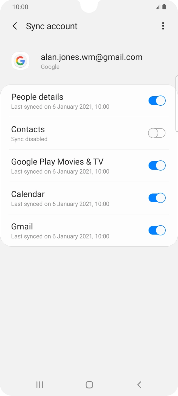 Press the indicator next to 'Contacts' to turn on the function.